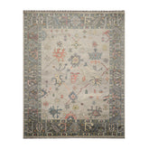 9 x 12  Gray Beige Teal Color Hand Knotted All-Over 100% Wool Traditional Oriental Rug